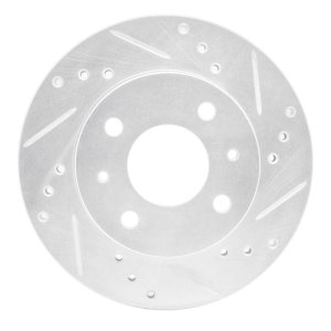 Nissan 200SX Brake Rotor (1) - Front Right - R1 Concepts - Drilled & Slotted - Silver - `95-`00